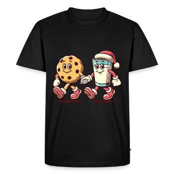 Biscuits et lait Amis de Noël - T-shirt Premium bio Homme - noir - Devant - Nico (187cm)