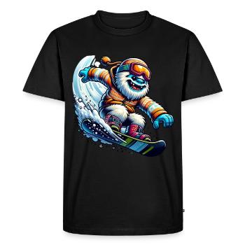 Happy Yeti Snowboard Adventure - Men's Premium Organic T-Shirt - black - Front - Nico (187cm)