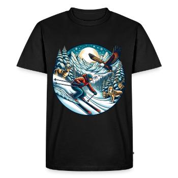 Ski d’aventure en pleine nature - T-shirt Premium bio Homme - noir - Devant - Nico (187cm)