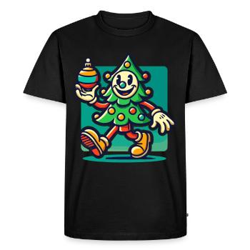Joyeux dessin animé rétro de l’arbre de Noël - T-shirt Premium bio Homme - noir - Devant - Nico (187cm)