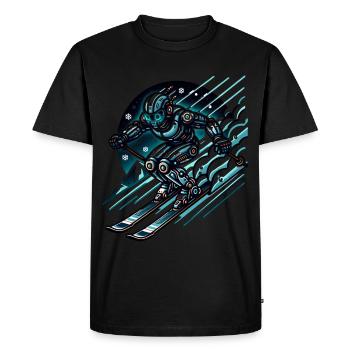 Futuristic Skier Robot Design - Men's Premium Organic T-Shirt - black - Front - Nico (187cm)