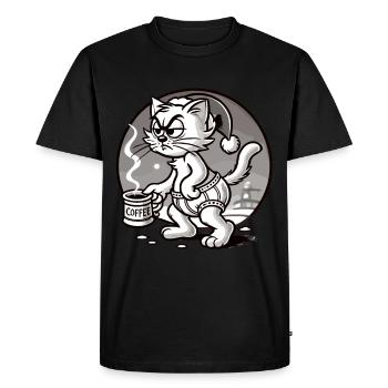 Chat au café de Noël - T-shirt Premium bio Homme - noir - Devant - Nico (187cm)