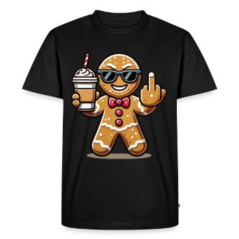 Christmas gingerbread man with attitude - Men's Premium Organic T-Shirt - black - Front - Nico (187cm)