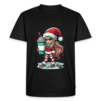 Nain de Noël au café - T-shirt Premium bio Homme - noir - Devant - Nico (187cm)