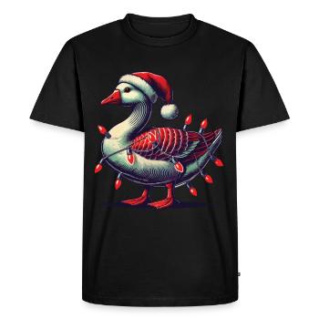 Christmas Funny Clumsy Goose - Men's Premium Organic T-Shirt - black - Front - Nico (187cm)