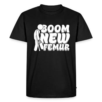 Fracture de la jambe Cuisse cassée - T-shirt Premium bio Homme - noir - Devant - Nico (187cm)