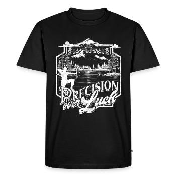 Pêche à l’arc Pêche à l’arc La précision sur la chance - T-shirt Premium bio Homme - noir - Devant - Nico (187cm)