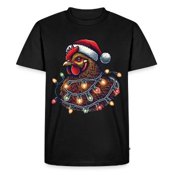 Poulet de Noël avec guirlandes lumineuses - T-shirt Premium bio Homme - noir - Devant - Nico (187cm)