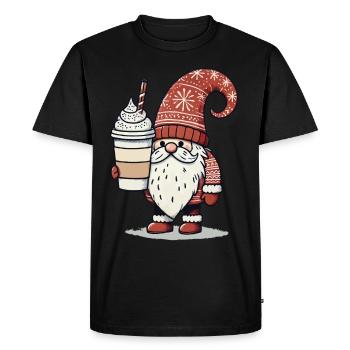 Christmas gnome with coffee gnome - Men's Premium Organic T-Shirt - black - Front - Nico (187cm)