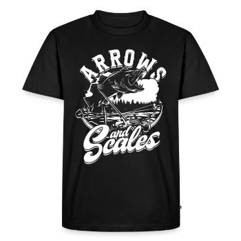 Pêche à l’arc Flèche Et Écailles De Pêche À L’arc - T-shirt Premium bio Homme - noir - Devant - Nico (187cm)
