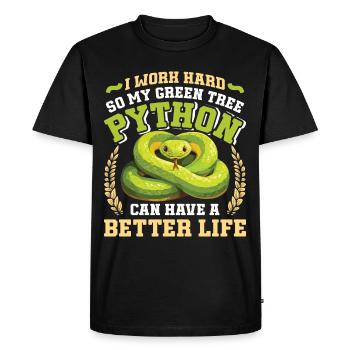 Green Tree Python - Men's Premium Organic T-Shirt - black - Front - Nico (187cm)