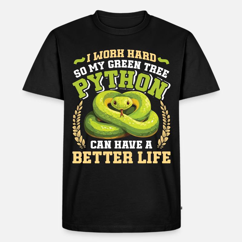 Green Tree Python - Männer Premium Bio T-Shirt - Schwarz