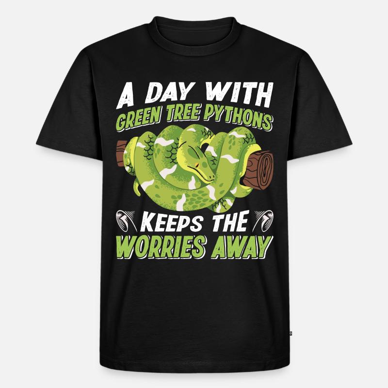 Green Tree Python - Männer Premium Bio T-Shirt - Schwarz
