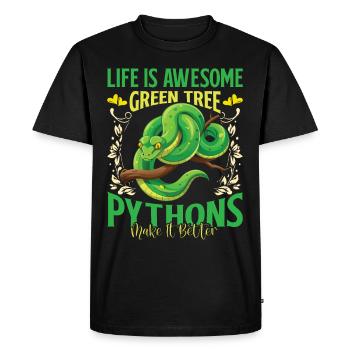 Green Tree Python - Men's Premium Organic T-Shirt - black - Front - Nico (187cm)