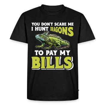Drôle de dicton Iguane - T-shirt Premium bio Homme - noir - Devant - Nico (187cm)