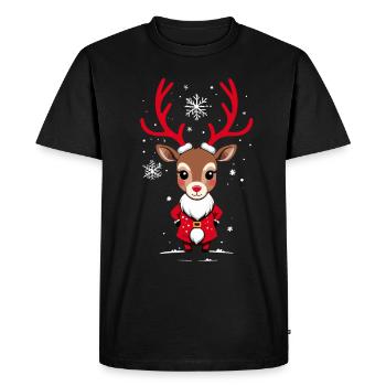 Renne de Noël avec de la neige - T-shirt Premium bio Homme - noir - Devant - Nico (187cm)