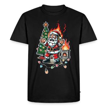 Père Noël choc électrique chaos dessin animé design - T-shirt Premium bio Homme - noir - Devant - Nico (187cm)