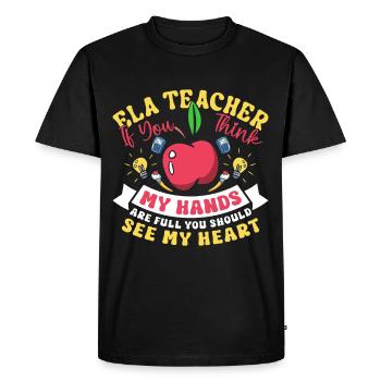 Drôle de professeur d’école d’anglais - T-shirt Premium bio Homme - noir - Devant - Nico (187cm)