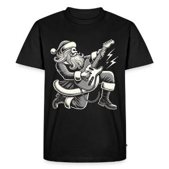 Bercer le Père Noël avec guitare - T-shirt Premium bio Homme - noir - Devant - Nico (187cm)