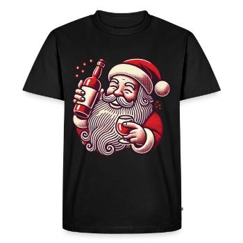 Christmas humor: Santa loves alcohol - Men's Premium Organic T-Shirt - black - Front - Nico (187cm)
