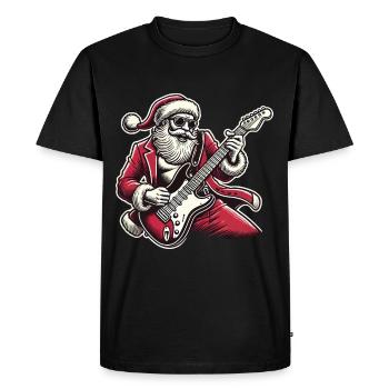 Bercement du Père Noël à la guitare électrique - T-shirt Premium bio Homme - noir - Devant - Nico (187cm)