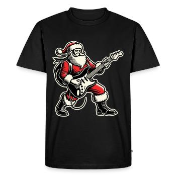 Jupe de Noël Père Noël avec guitare - T-shirt Premium bio Homme - noir - Devant - Nico (187cm)