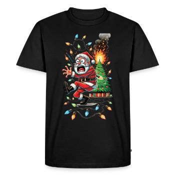Père Noël Électrocution Chaos Désastre - T-shirt Premium bio Homme - noir - Devant - Nico (187cm)