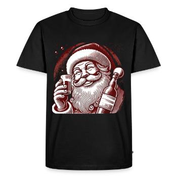 Christmas Humor Santa Alcohol Connoisseur - Men's Premium Organic T-Shirt - black - Front - Nico (187cm)
