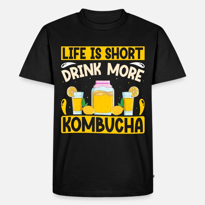 Kombucha Scoby fermented drinks - Männer Premium Bio T-Shirt - Schwarz