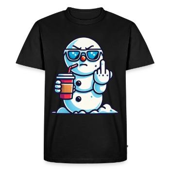 Bonhomme de neige cool avec déclaration - T-shirt Premium bio Homme - noir - Devant - Nico (187cm)