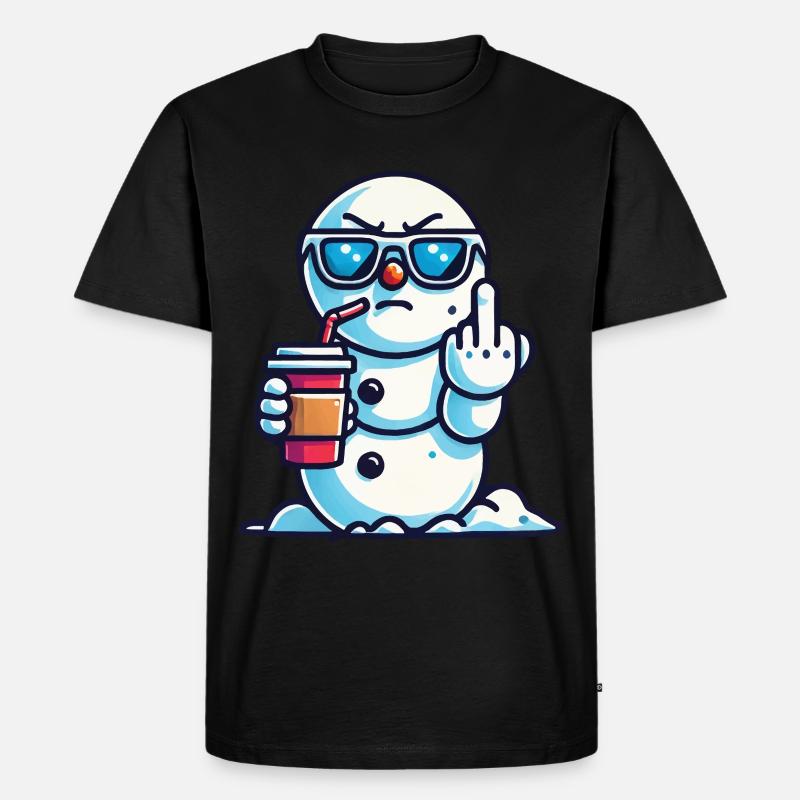 Cooler Schneemann Mit Statement - Männer Premium Bio T-Shirt - Schwarz