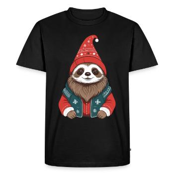 Mignon douillet paresseux de Noël - T-shirt Premium bio Homme - noir - Devant - Nico (187cm)