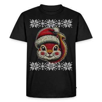 Mignon écureuil de Noël avec chapeau - T-shirt Premium bio Homme - noir - Devant - Nico (187cm)