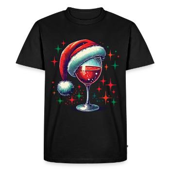 Weihnachtlicher Weingenuss Mit Glanz - Männer Premium Bio T-Shirt - Schwarz - Vorne - Nico (187cm)