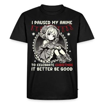 Pause de Noël anime pour une célébration spéciale - T-shirt Premium bio Homme - noir - Devant - Nico (187cm)