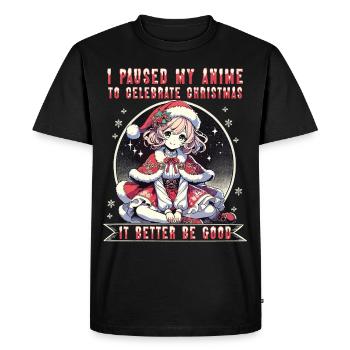 Kawaii Anime Break for Christmas Celebrations Motif - Men's Premium Organic T-Shirt - black - Front - Nico (187cm)