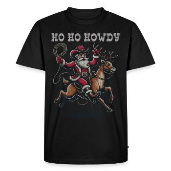 Ambiance de cow-boy de Noël avec le Père Noël - T-shirt Premium bio Homme - noir - Devant - Nico (187cm)