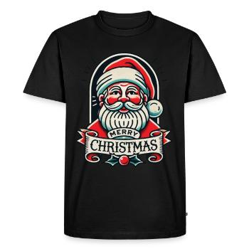 Tatouage Style Noël Streetwear Esthétique - T-shirt Premium bio Homme - noir - Devant - Nico (187cm)