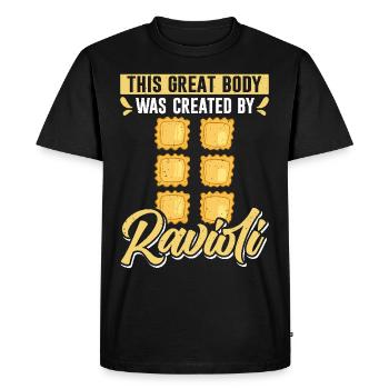 Hands off my ravioli motif - Men's Premium Organic T-Shirt - black - Front - Nico (187cm)