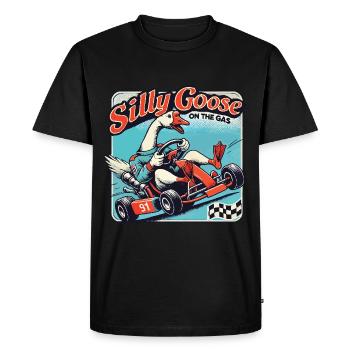 Silly Goose sur l’accélérateur dans un kart - T-shirt Premium bio Homme - noir - Devant - Nico (187cm)