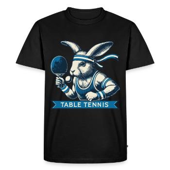 Lapin Tennis de Table Maître Vintage Style Rétro - T-shirt Premium bio Homme - noir - Devant - Nico (187cm)