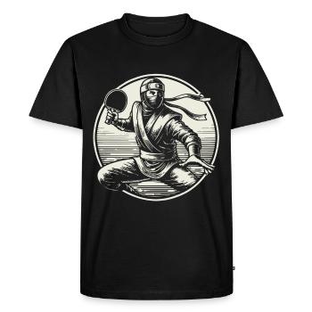 Retro Ninja Joueur de tennis de table Artwork Design - T-shirt Premium bio Homme - noir - Devant - Nico (187cm)