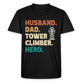 Grimpeurs industriels Tours Grimpeurs industriels - T-shirt Premium bio Homme - noir - Devant - Nico (187cm)