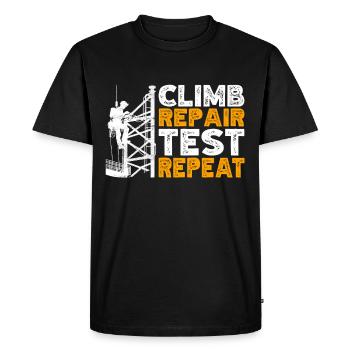 Grimpeurs industriels Tours Grimpeurs industriels - T-shirt Premium bio Homme - noir - Devant - Nico (187cm)
