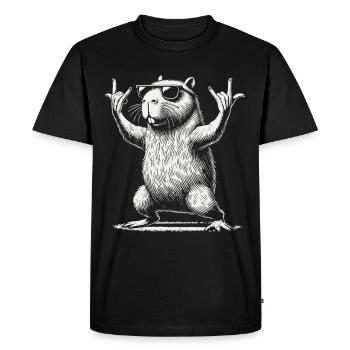 Funny Capybara Heavy Metal Festival Party - Men's Premium Organic T-Shirt - black - Front - Nico (187cm)