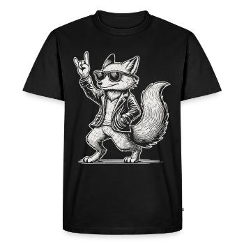 Rock Music Funny Heavy Metal Fox Concert - Men's Premium Organic T-Shirt - black - Front - Nico (187cm)