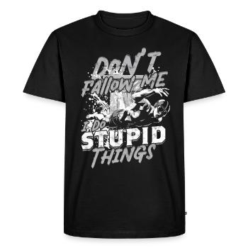 Plongée au tremplin Ne me suivez pas - T-shirt Premium bio Homme - noir - Devant - Nico (187cm)