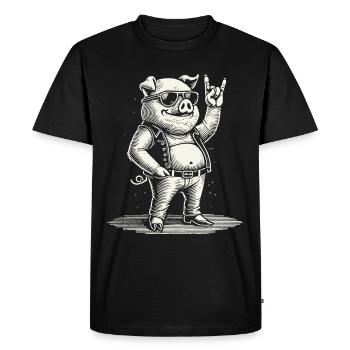 Drôle de musique rock cochon style rétro - T-shirt Premium bio Homme - noir - Devant - Nico (187cm)