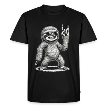 Rock Music Funny Concert Festival Sloth - Men's Premium Organic T-Shirt - black - Front - Nico (187cm)