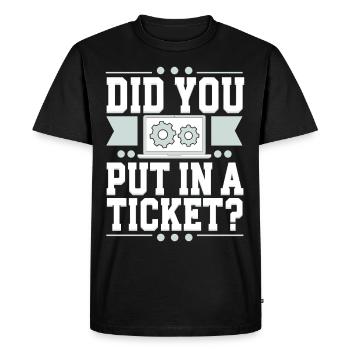 Administrateur réseau Avez-vous mis un ticket ? Soutien informatique - T-shirt Premium bio Homme - noir - Devant - Nico (187cm)